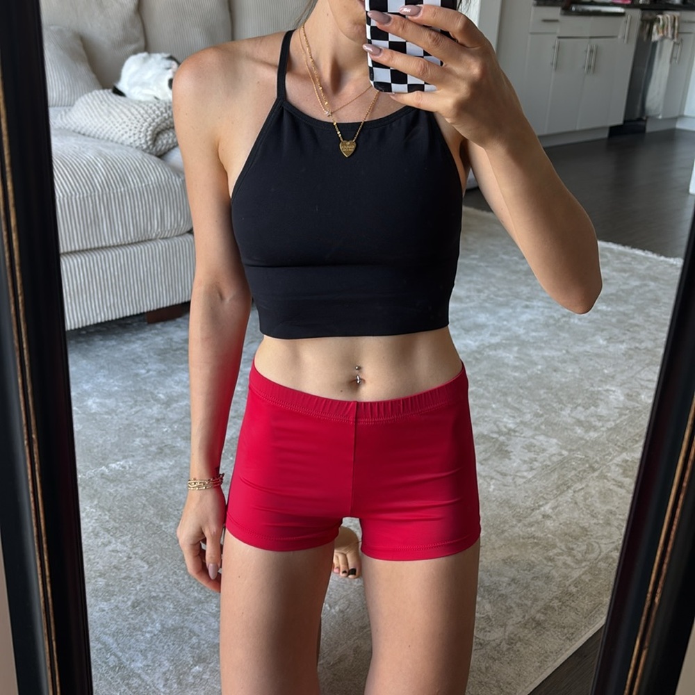 Athleta Black Women's Strappy Top cropped built in bra tank